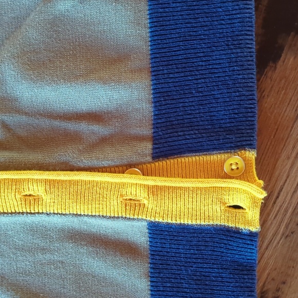 Beautiful Talbots Color Block Cardigan in Olive, Gold & Navy. Sz XL - Picture 8 of 14